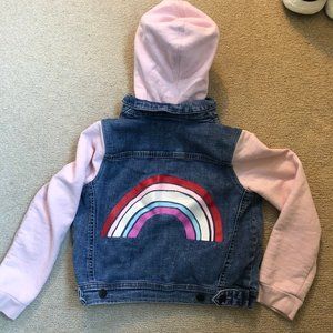 Tucker & Tate Denim Hoodie Rainbow Jacket, Size 8